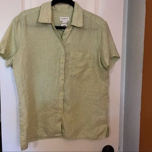 Vintage Linen Button Down Gingham Top